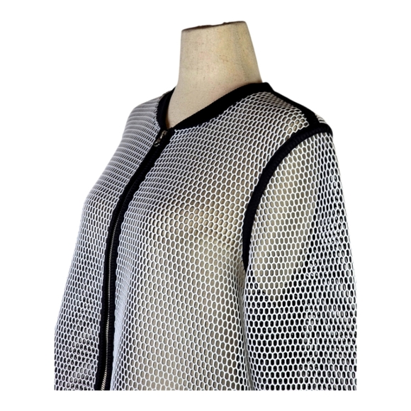 a.n.a 1X Mesh Bomber Jacket Black White Plus Size Streetwear Layer - Picture 2 of 8